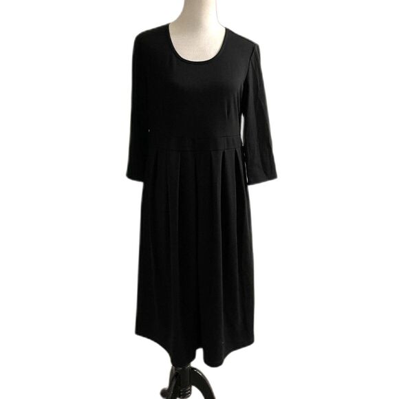 Ella Simone Dress Women’s Black Fit & Flare Long Sleeve Midi V Neck Size LP - Picture 1 of 10